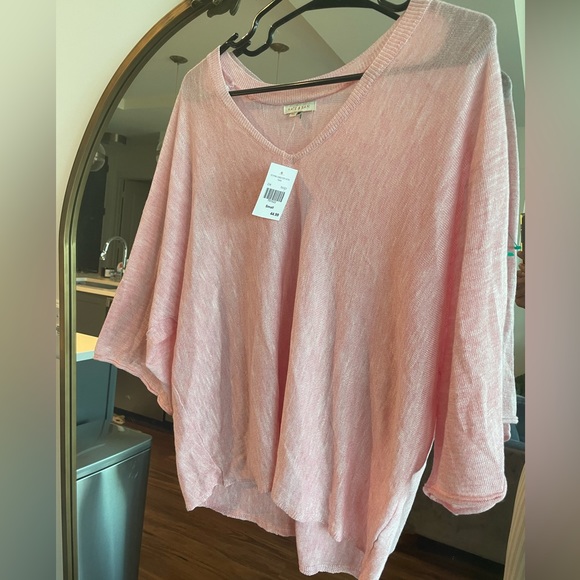 Kate & Sam lightweight heathered pink oversized v neck sweater. Size S. NWT - Picture 6 of 7
